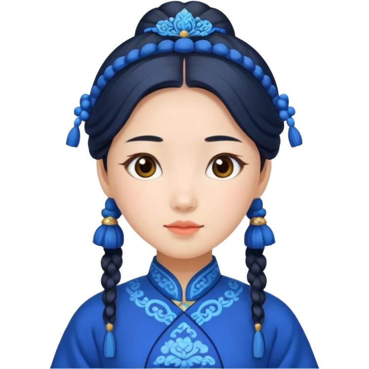 chinese girl in blue traditional costume emoji