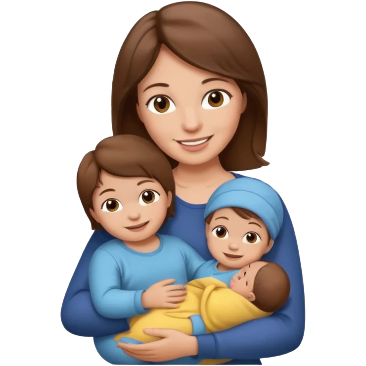 Mother holding infant brown hair fair skin emoji