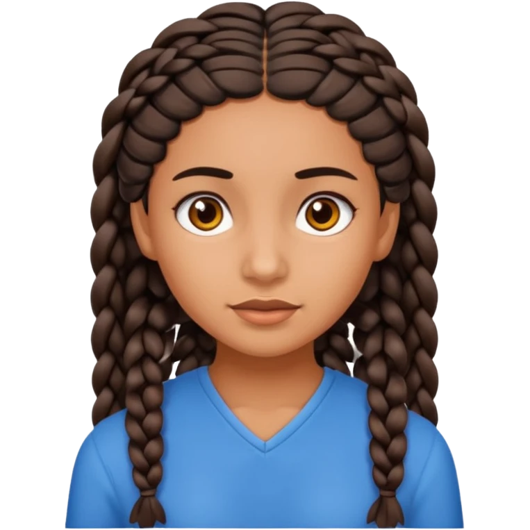 Tan skin girl dark hair with many small braids  emoji