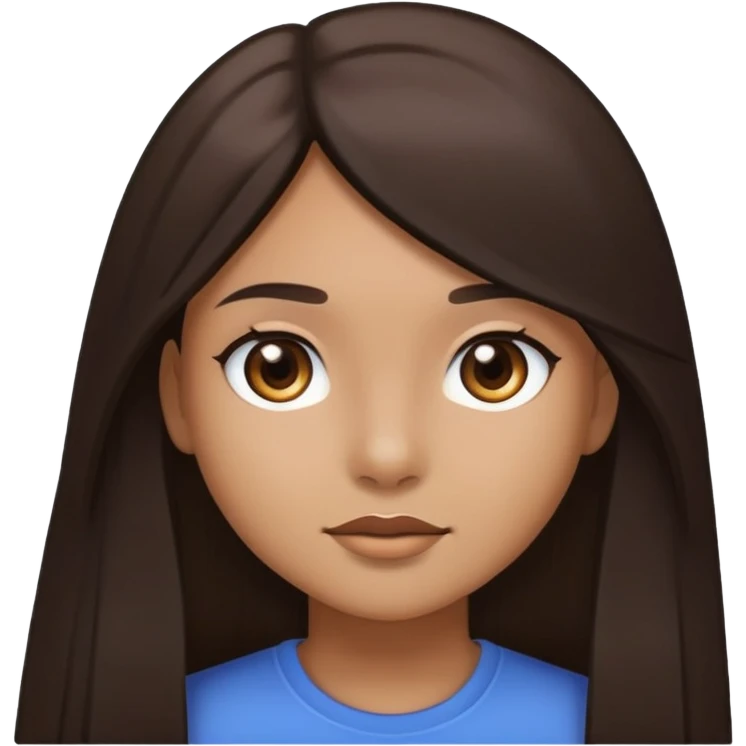 girl with light brown skin, dark eyes and dark straight long hair emoji
