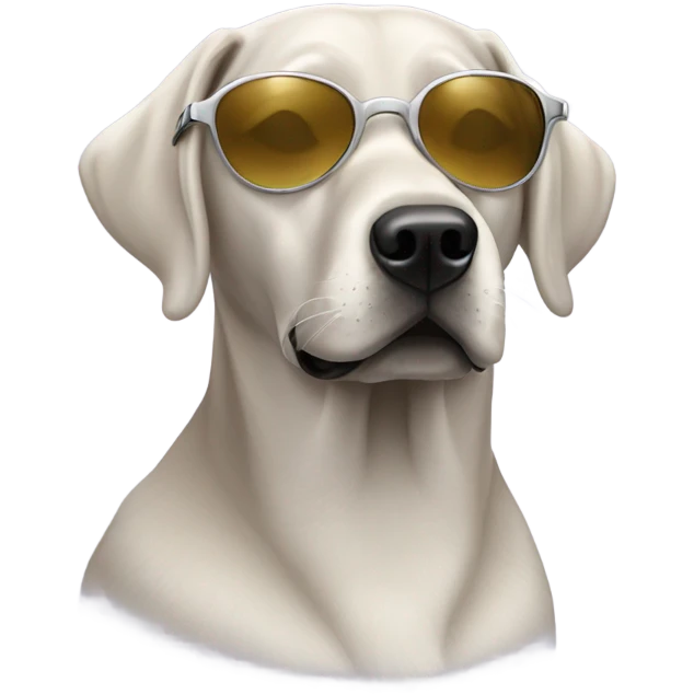 silver labrador wearing sunglasses emoji