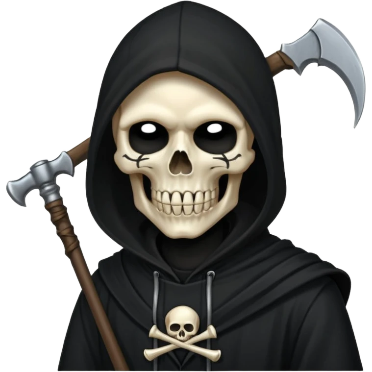 zoomed black hood skull scythe emoji