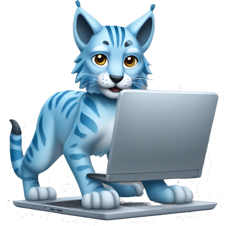 A blue lynx with a laptop emoji