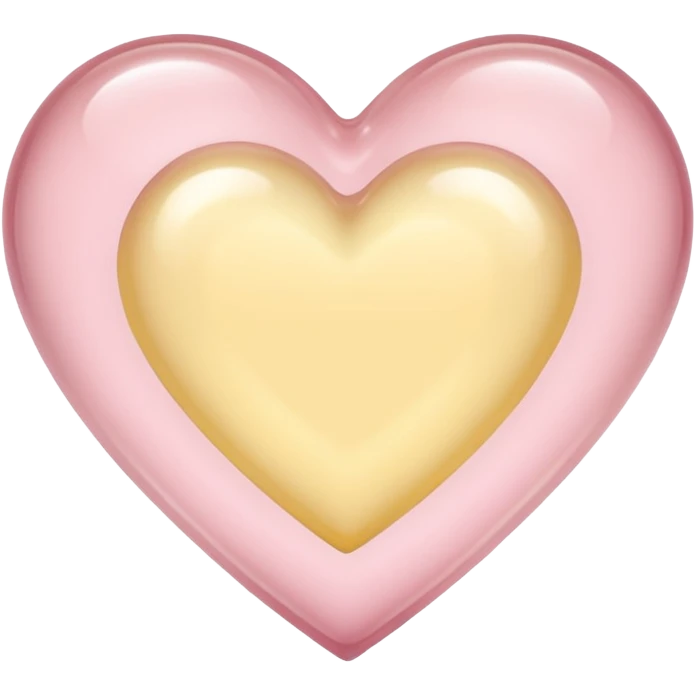 Glass heart in soft pink, beige and yellow pastel light emoji