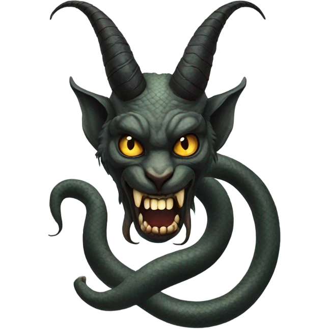 garuda snake demon who resembles a baphomet cat creature with fangs emoji