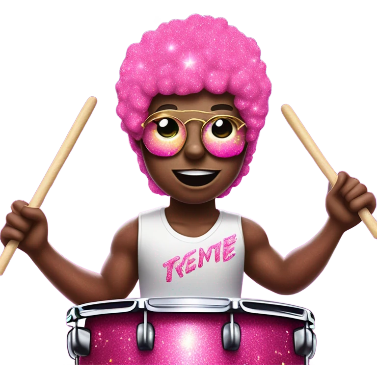 Pink glitter drummer  emoji