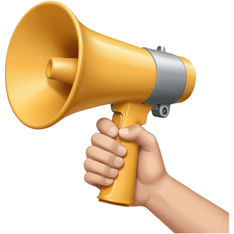 megaphone with male hand, collage style emoji