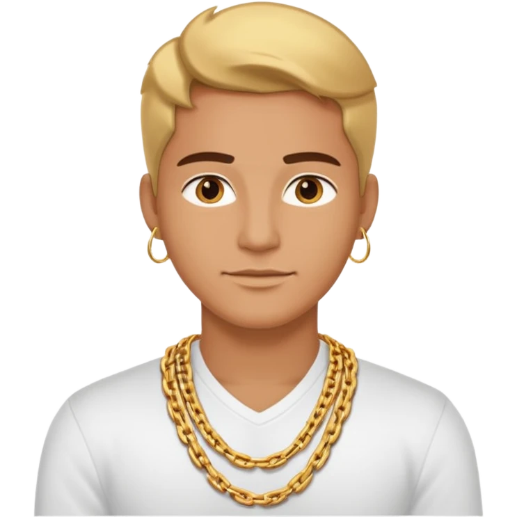 entrepreneur with gold chain, relaxed confident expression, minimal luxury feel emoji