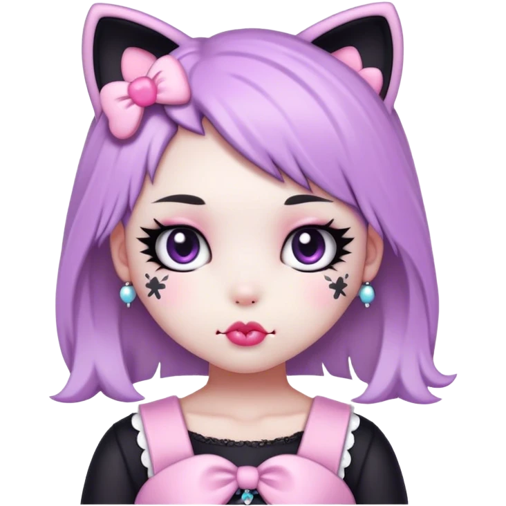  pastel goth brunette hello kitty emoji