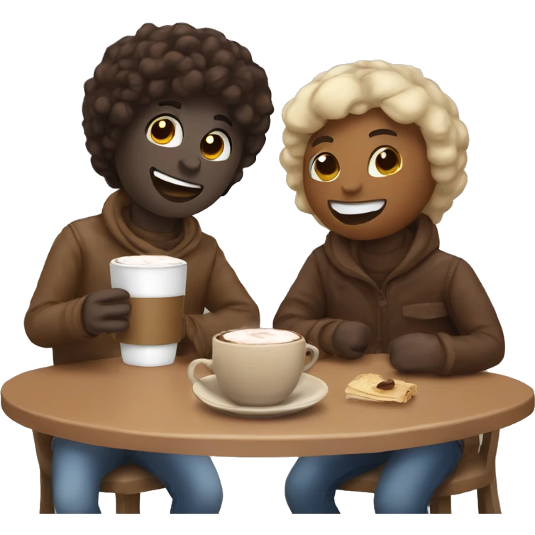 Hanging out with a friend for a hot chocolate date emoji