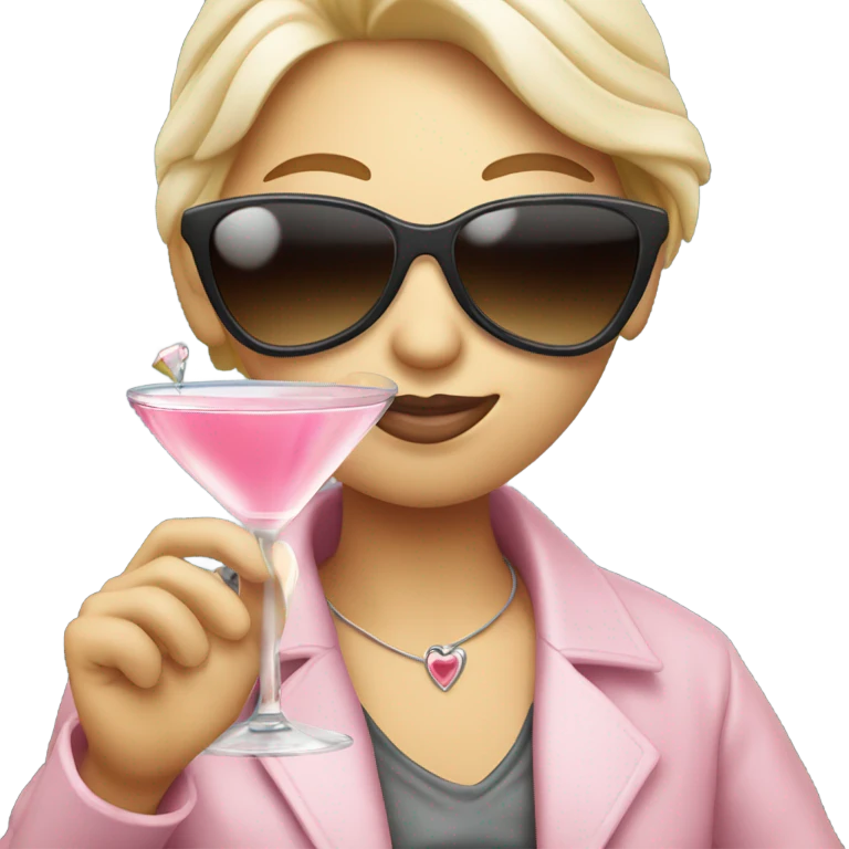 light pink heart with sun glasses and a martini glass emoji