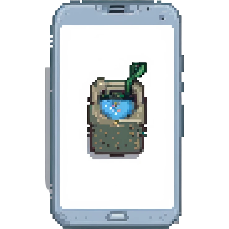 pixel art of a smartphone with a share arrow, social share emoji