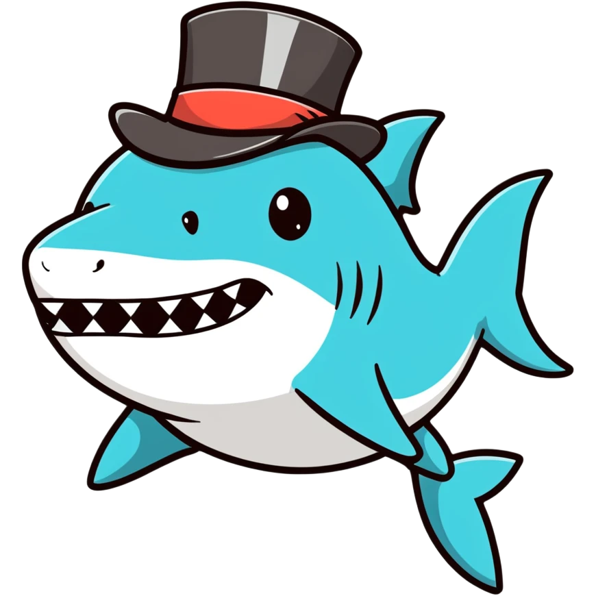 Shark with a top hat emoji