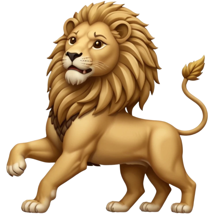 An emoji of a majestic lion from ancient Assyrian art, shown in a hunting scene. emoji