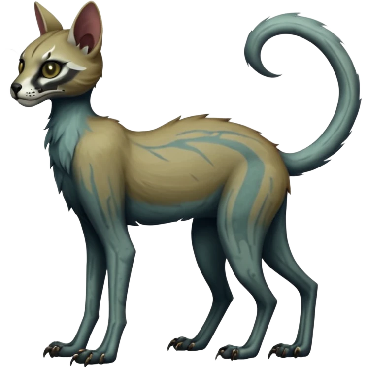 long-snouted evil skeletal skully zombie-like swampy ghostly dull spectral edgy spooky bloody meager thin cool beautiful beautiful fantasy-caracal-civet-genet-sergal-vernid-Gryphon-Cacomistle-Trico-oncilla-animal-Fakémon-hybrid-fursona (full body) emoji