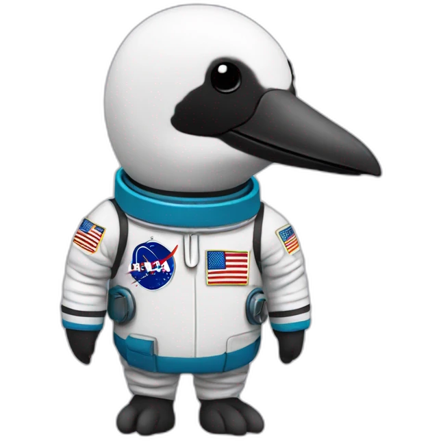 a minnesota bird loon with an astronaut uniform, head poking out of uniform emoji