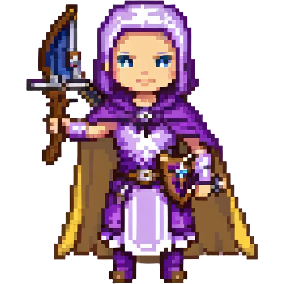 Archer Queen from Clash Royale with crossbow and purple cape emoji
