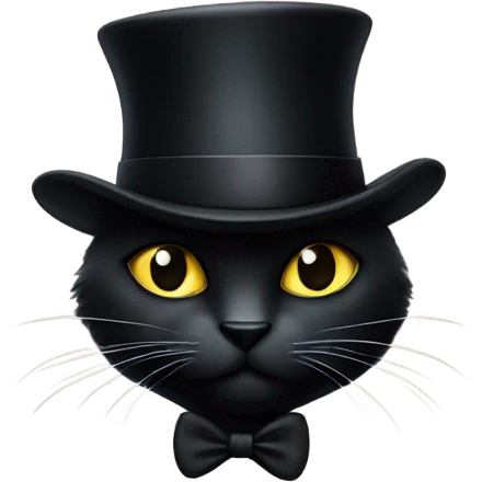 Black cat with a black top hat emoji