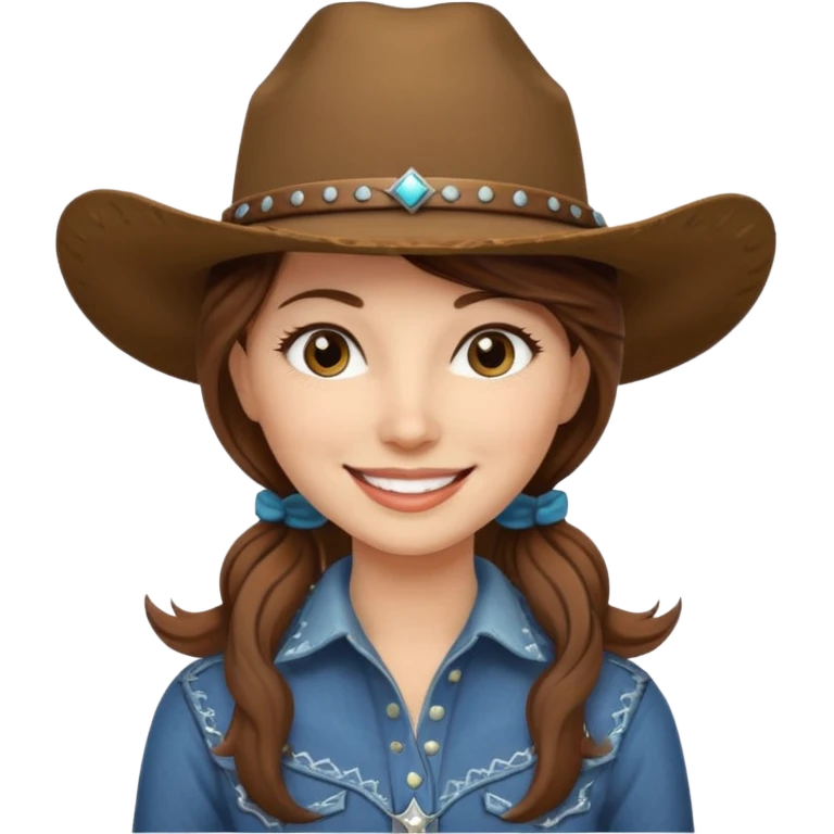 cowgirl with really cool cowgirl hat smiling emoji