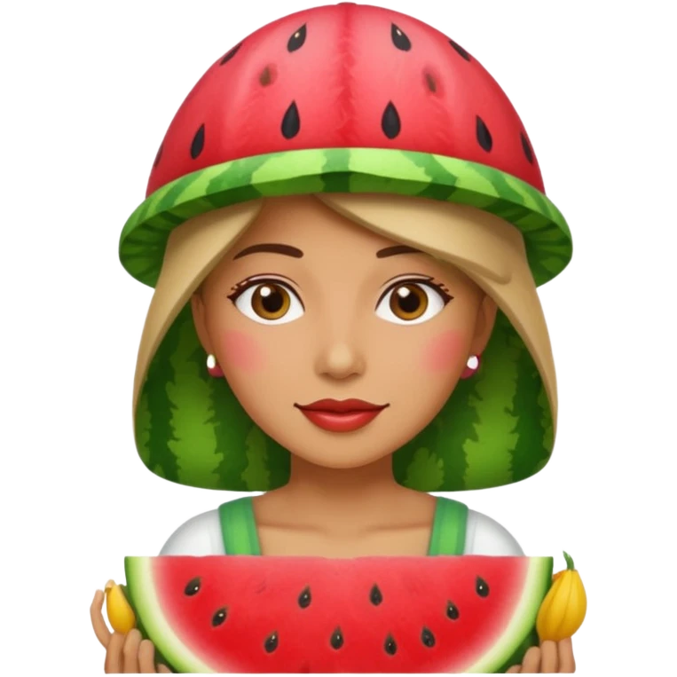 woman with watermelon hat emoji