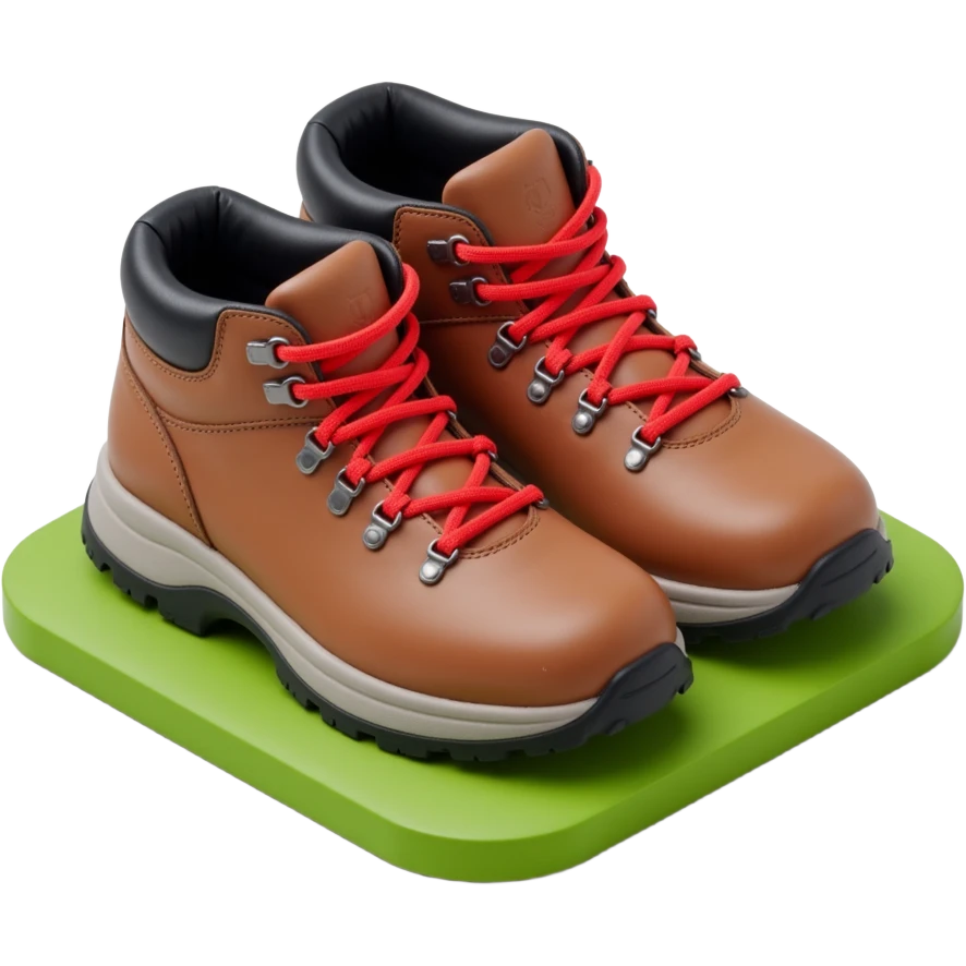 brown hiking boots with red laces, women's  emoji