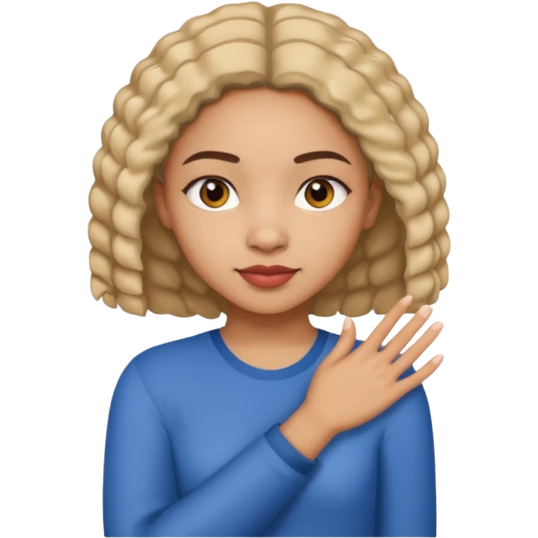 mixed girl with hand on shoulders emoji