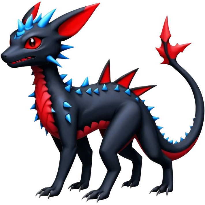 Guilmon-Salandit-Umbreon-Fakémon-hybrid-creature (full body)  emoji