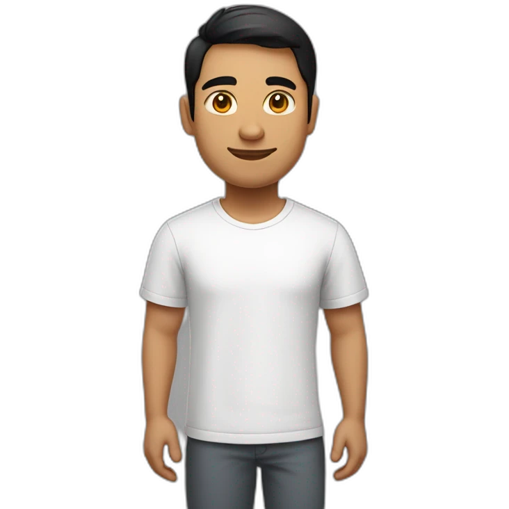Indian white tan skin man developer in plain white shirt with sleeve up and nice medium length short black hair emoji