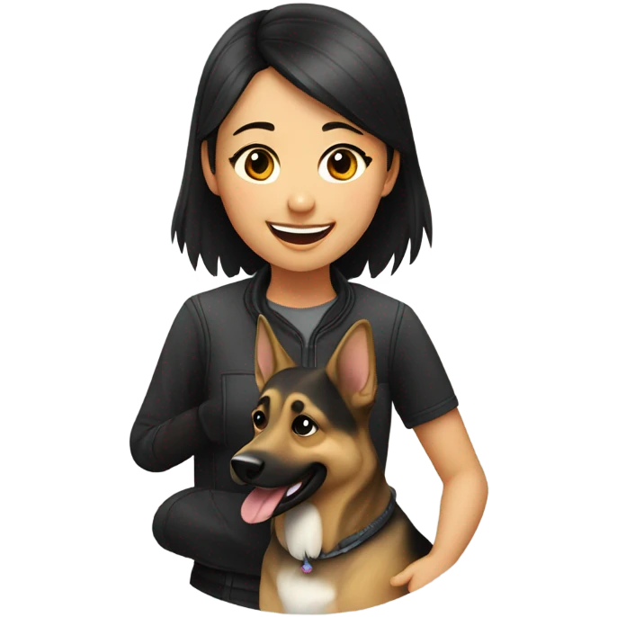 chinese girl with german shepherd dog emoji