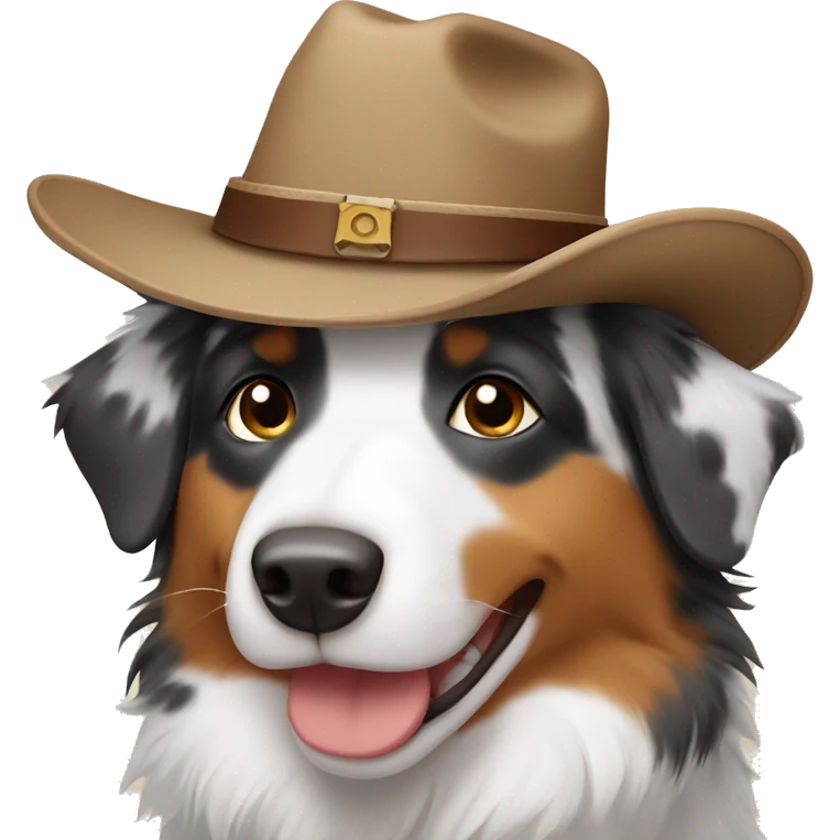 Australian shepherd with a cowboy hat emoji