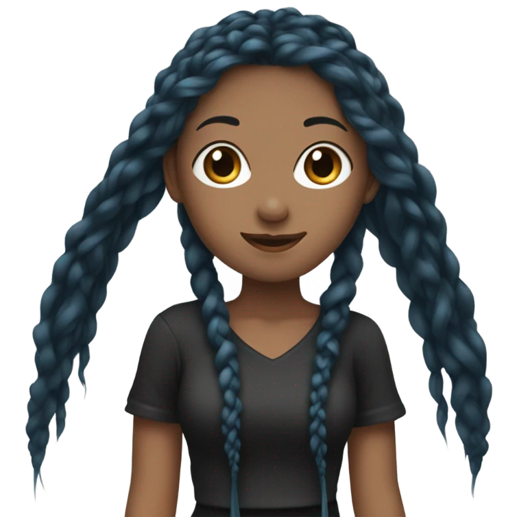 Girl with long blue braids with long bangs and black top emoji