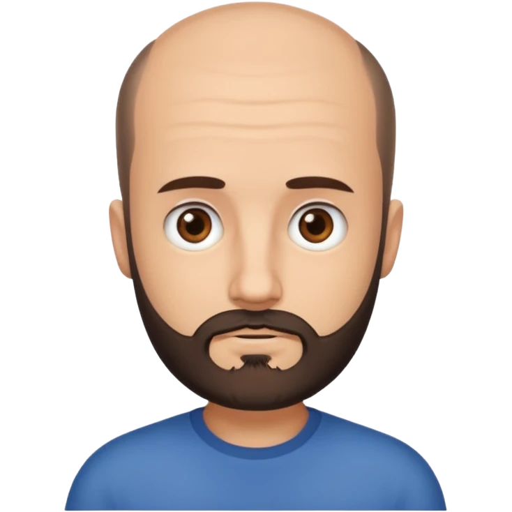 semi balding man with super short hair and has a beard. dark brown eyes and brown beard  emoji