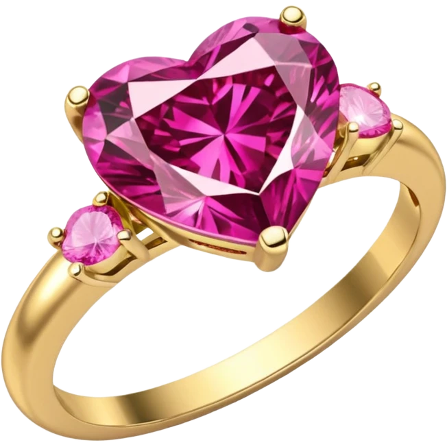Fuchsia pink Diamond heart gold ring emoji