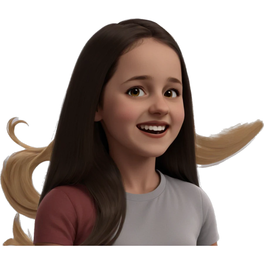 smiling girl with long hair emoji