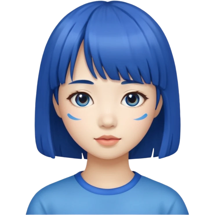 asian girl with bluebang emoji