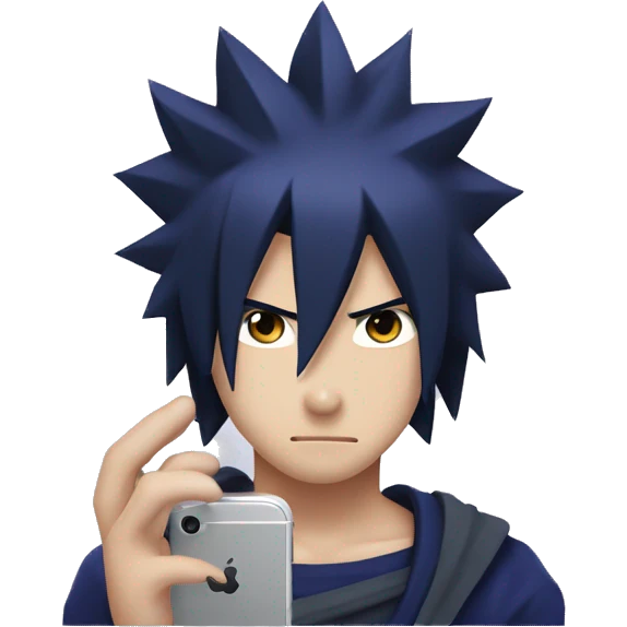 Sasuke uchiha with a iphone emoji