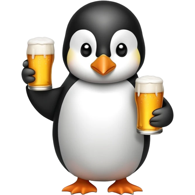 A Penguin with abeer emoji