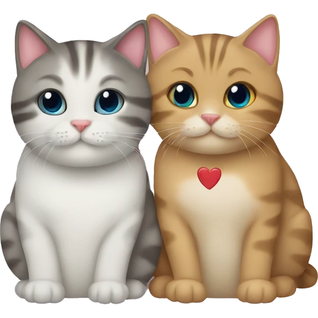 two cats with hearts  emoji