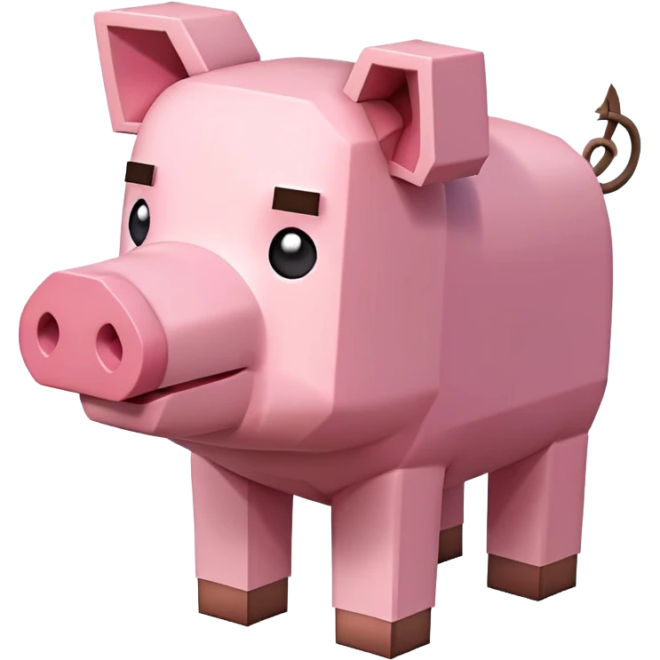 Minecraft pig, full body, pink blocky animal with square head emoji