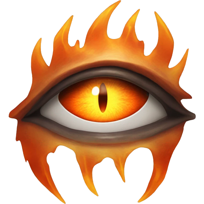 Eye of Sauron, glowing orange iris, surrounded by flames. emoji