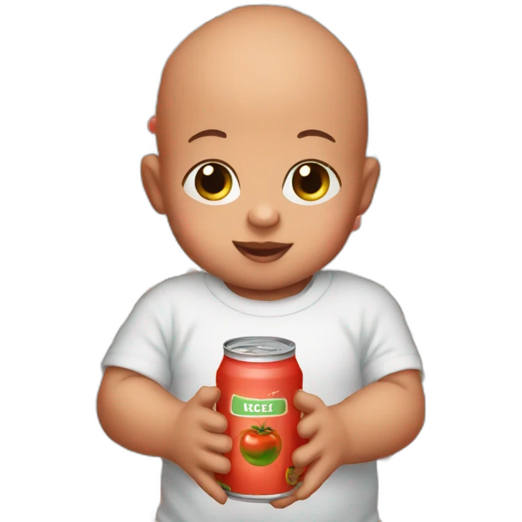 bald baby with canned tomato juice in each hand emoji