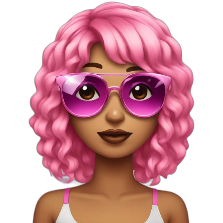 Dj mulher cabelo curto e franja rosa emoji