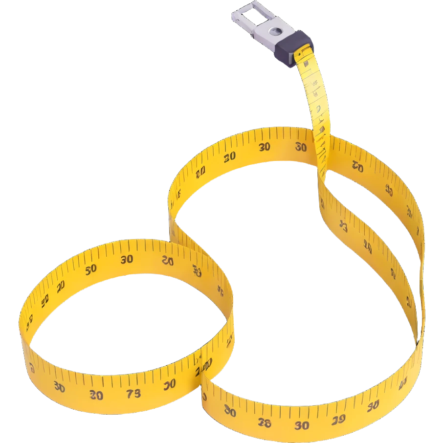 A tape measure forming a loop around a waist emoji