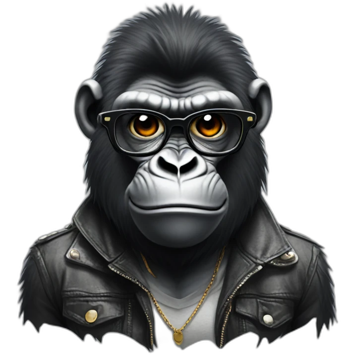 Cool punk looking gorilla with eyeglasses emoji