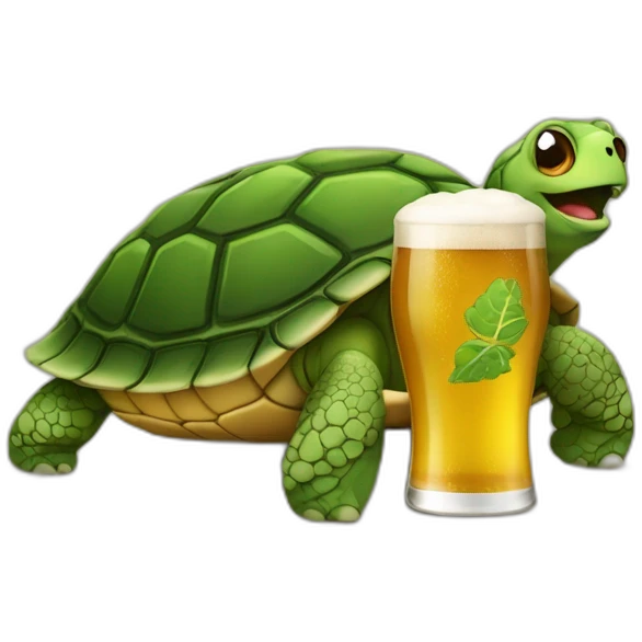 Tortue avec une bière  emoji