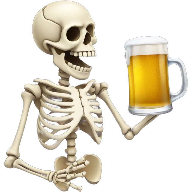 Skeleton with a beer emoji