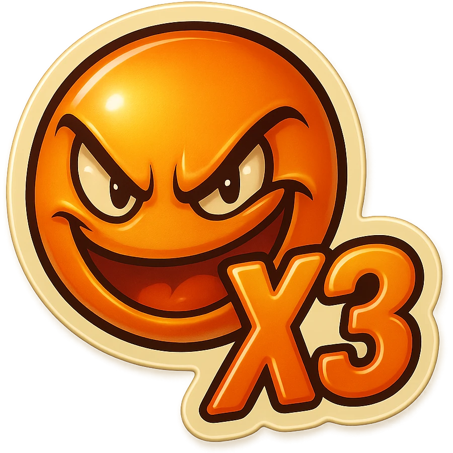 grin EVIL LOOk , Make it say "X3"" emoji