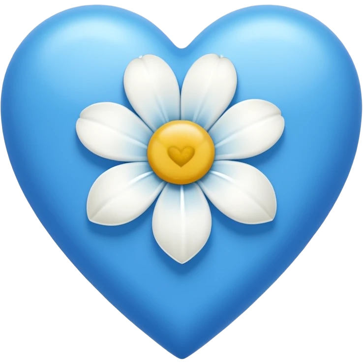blue heart with one white flower outside emoji