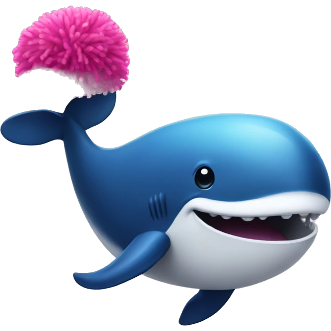 A whale cheering with pom pom emoji