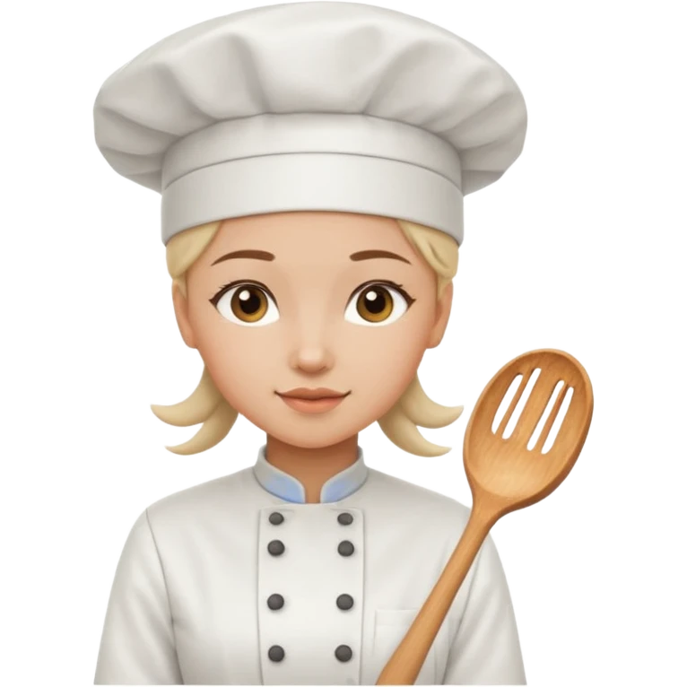 Young female baker – wearing white chef hat

 emoji